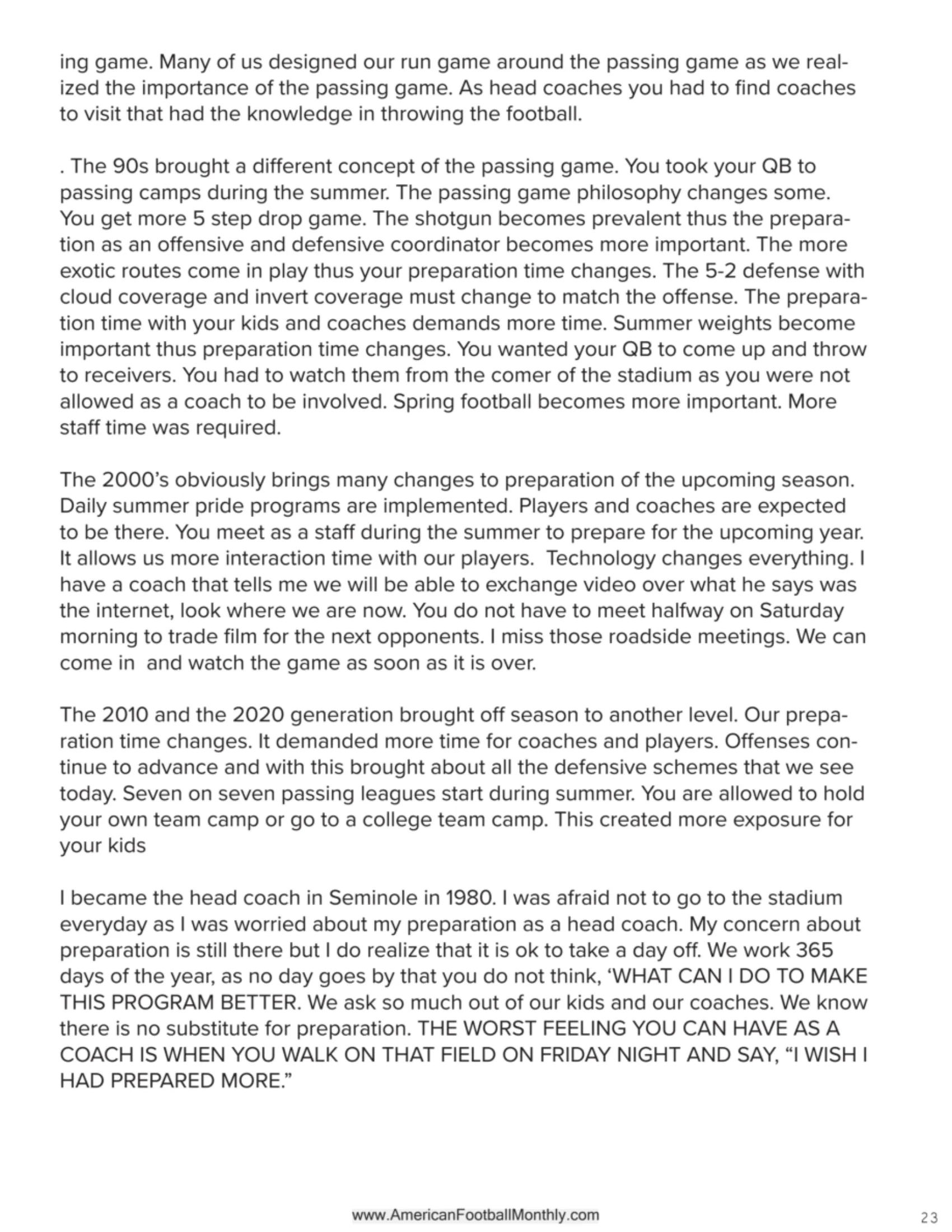 Coaching Through The Ages — American Football Quarterly Vol 4 — Winter 2025, page 23